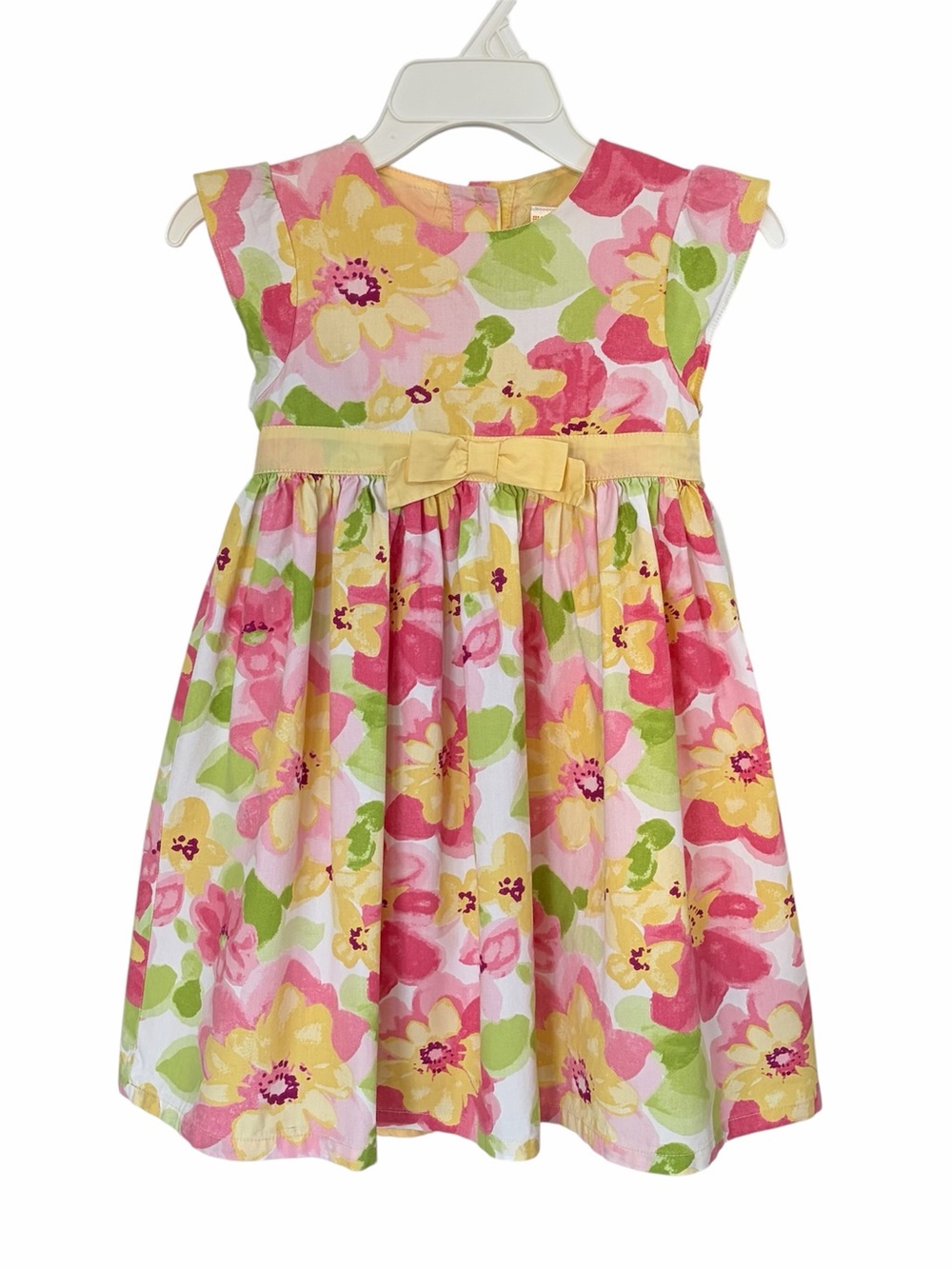 Girl’s Cotton Dress 5T Gymboree Natural Fibers Pastel Floral Yellow Pink cotton